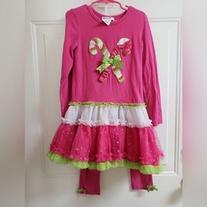 Emily Rose Candy Cane Christmas 2 piece Dress and Leggings